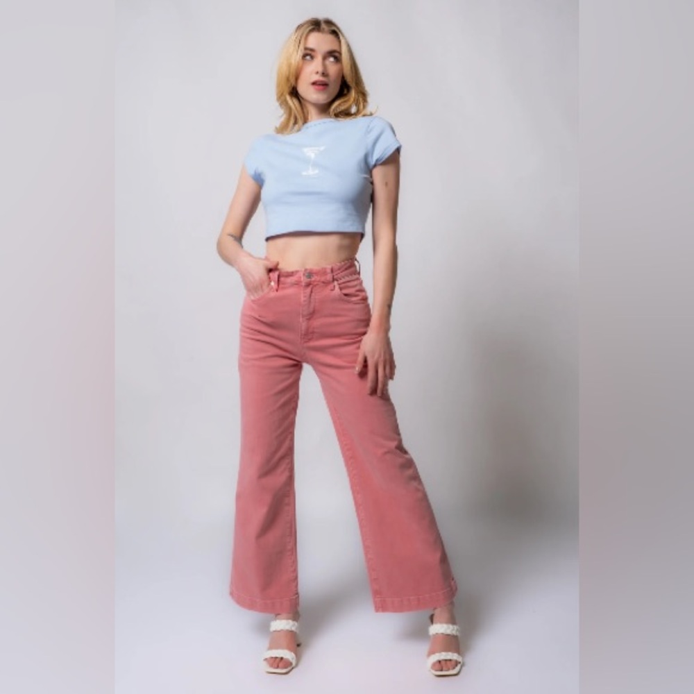 NWT ROLLA'S Sailor Scoop Wide Leg High Rise Pink Rose 24 2
